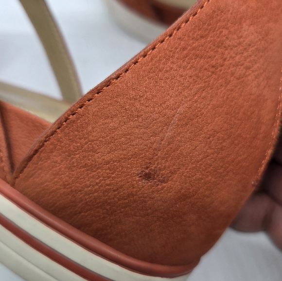 Eileen Fisher Sally Orange Nubuck Leather Strappy Sandals Sz 9.5 Summer Casual - Picture 9 of 14